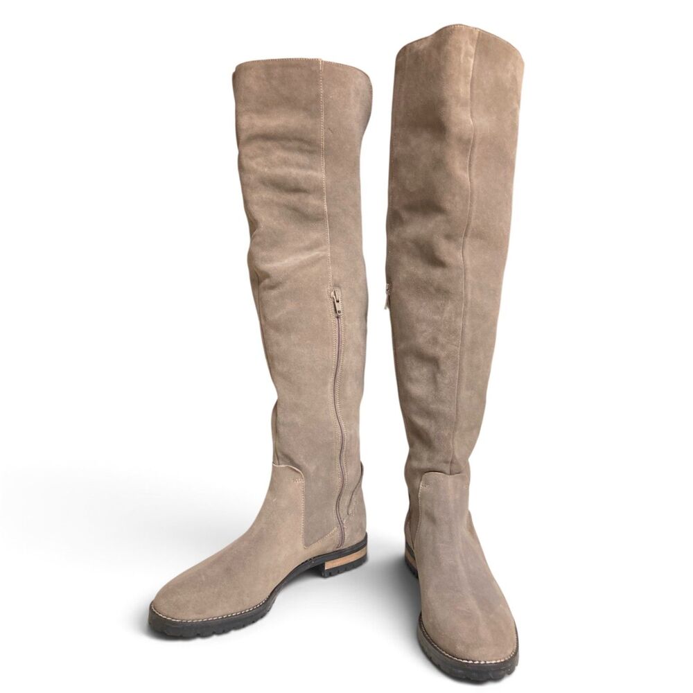 Fabianelli Premium Italian Suede Over-The-Knee Taupe Boots Women's Size 9/9.5